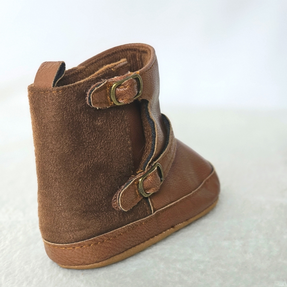 Carter's Infant Soft Brown Faux Leather Boots Booties - Picture 4 of 7